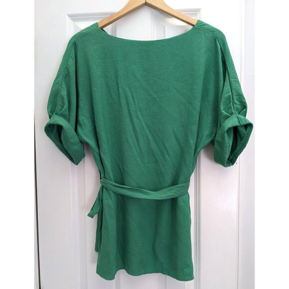 KD. BEAUTIFUL Shamrock Green Linen Blend Belt Tunic Dolman St. Patrick's Sz 3XL - Picture 8 of 8